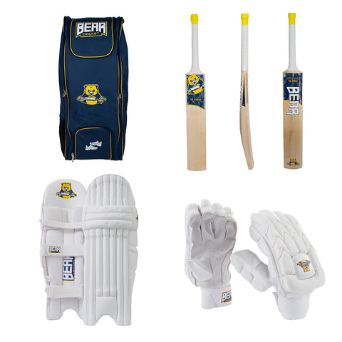 The Polar Bear Cricket Bat, Pads (Pro), Gloves (Pro) and Bag Bundle